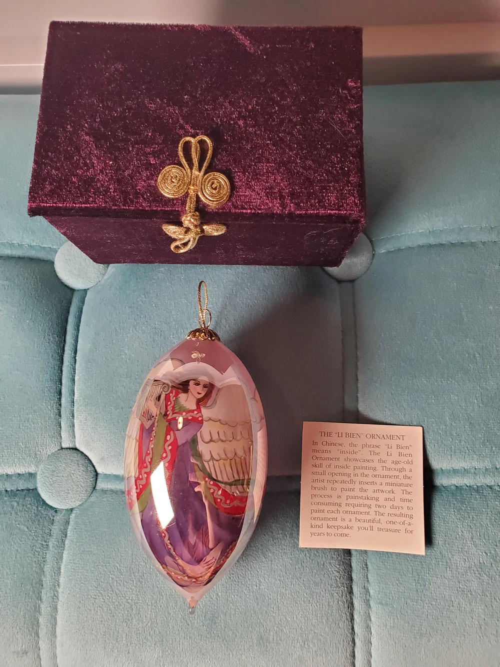Pier 1 Li Bien 2005 Angel Harp Teardrop Glass Ornament Boxed